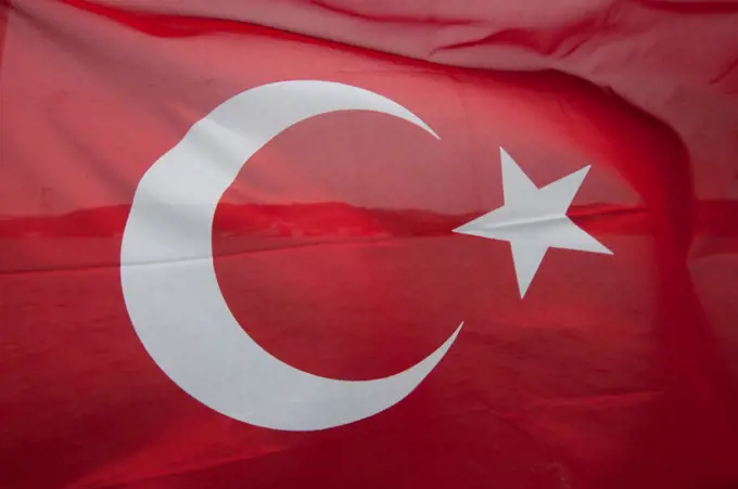 Close-up of a Turkish flag, Istanbul, Turkey