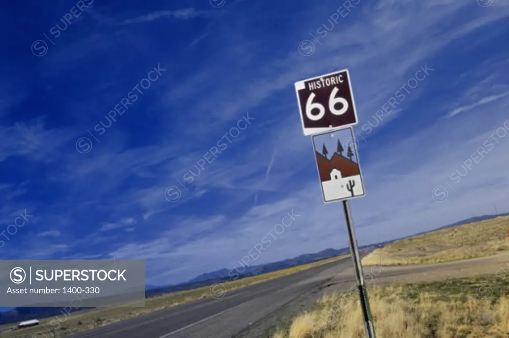 Route 66 road sign, Arizona, USA