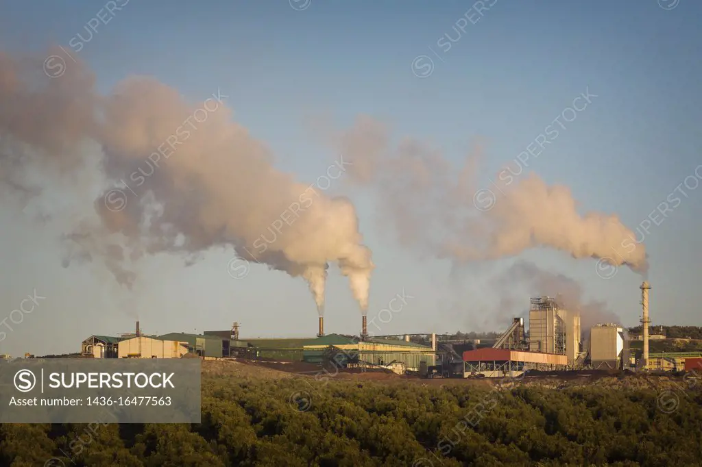 Olive oil refinery amidst olive groves near Lucena, Cordoba Province, Andalusia, southern Spain.