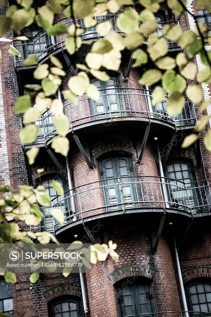 view of famous Speicherstadt in Hamburg, Germany.