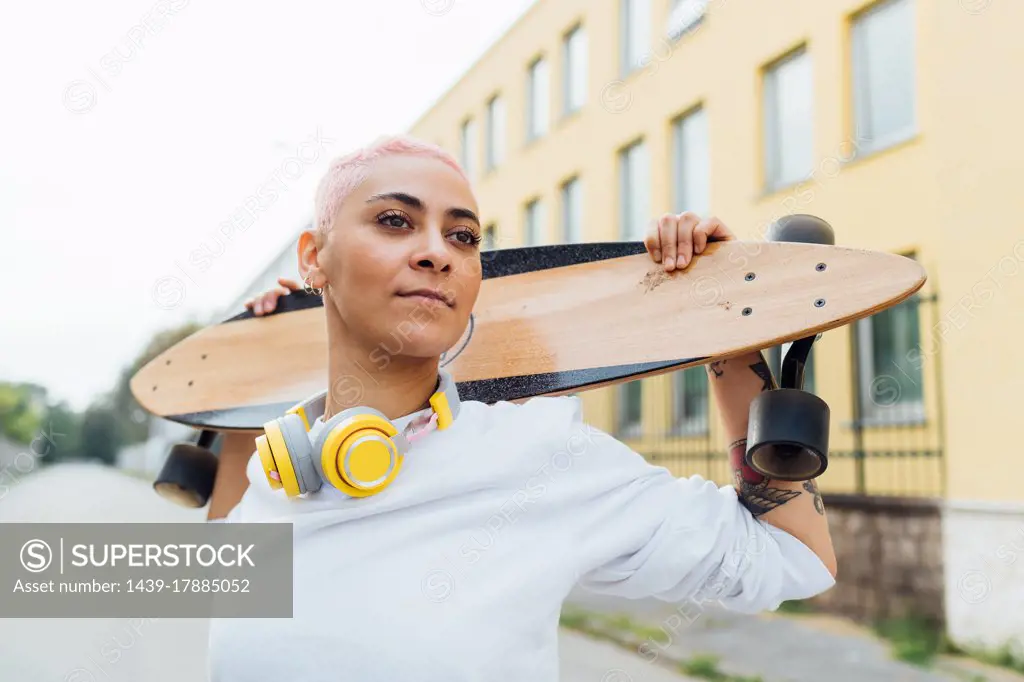 Confident portrait of a skateboarder