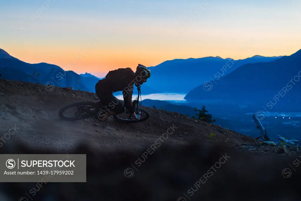 Man mountain biking, Squamish, British Columbia, Canada