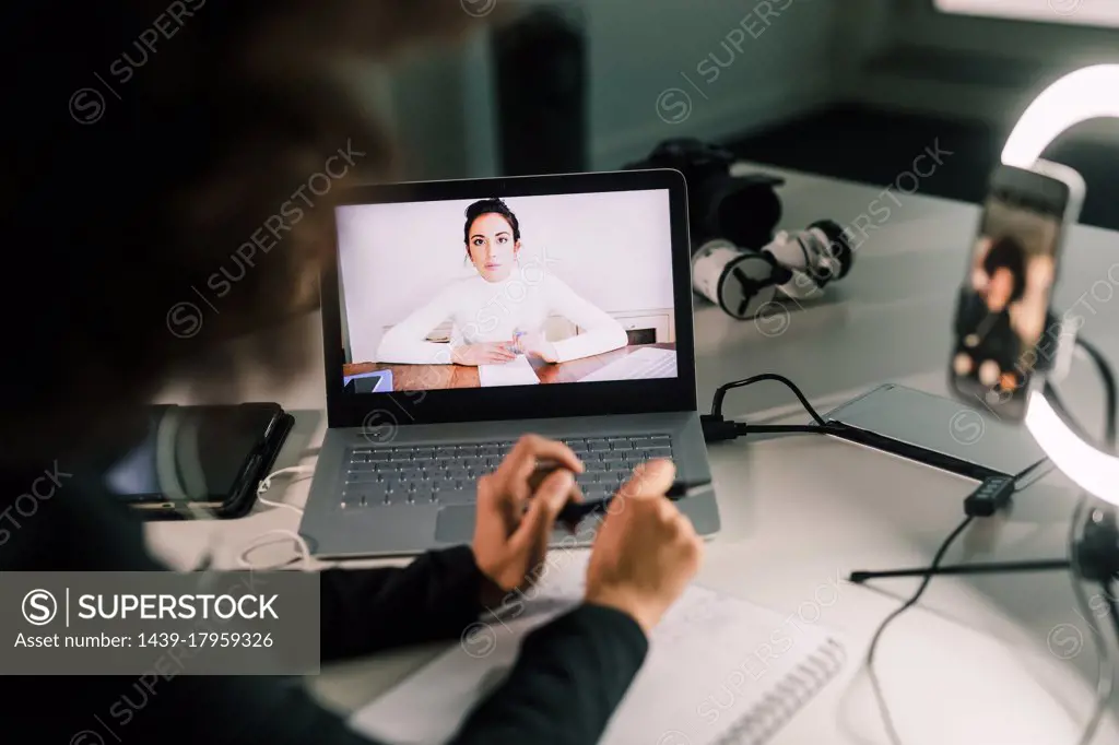 Businesswomen on video call