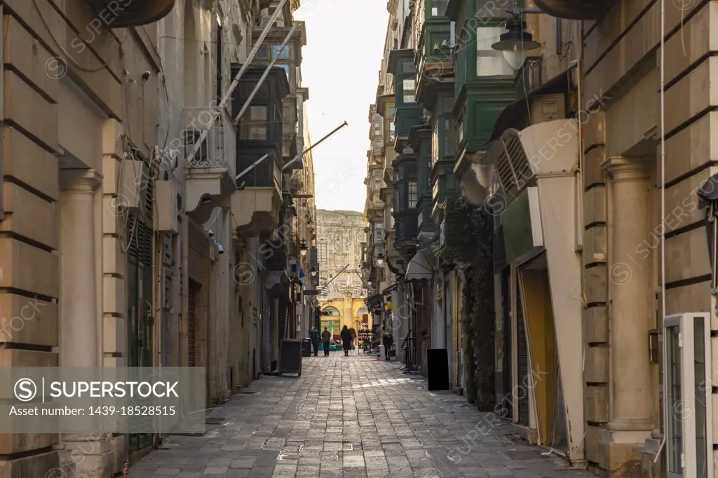 Malta, South Eastern Region, Valletta, Street in old town