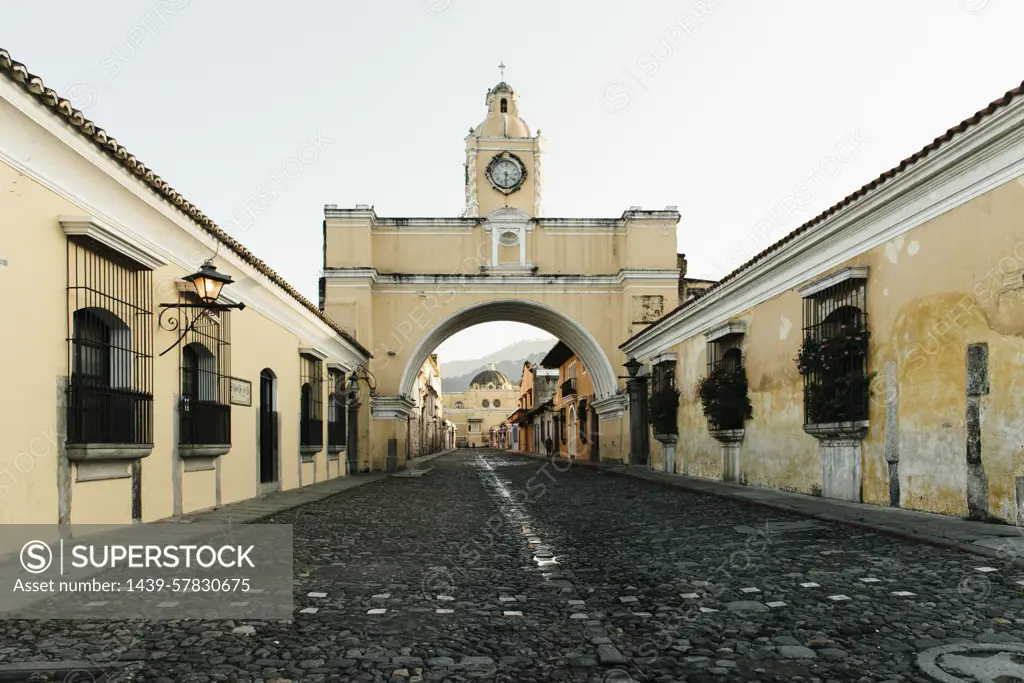 Buildings lining road, Antigua, Guatemala