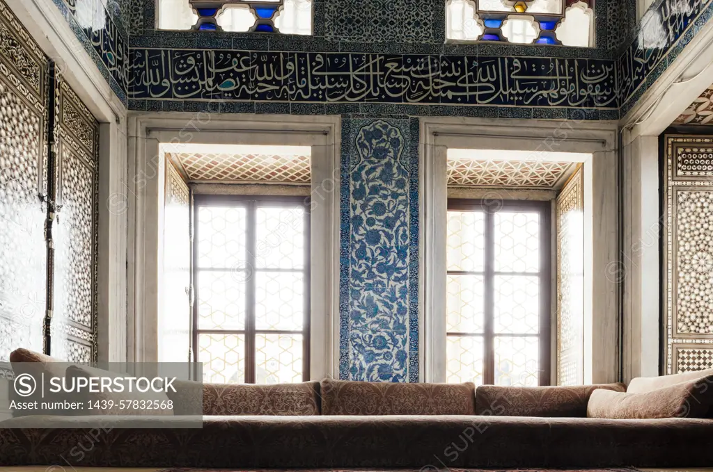 Interior of Baghdad Kiosk, Topkapi Palace, Sultanahmet, Istanbul, Turkey