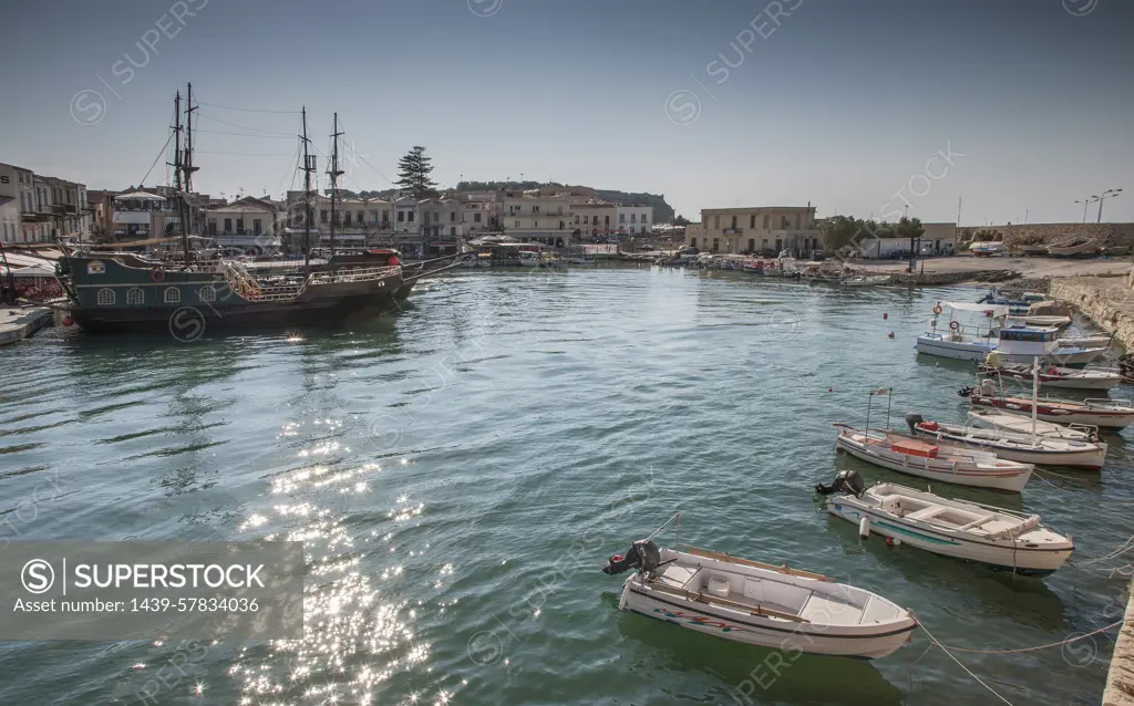 Fishing boats on waterfront, Crete, Greece