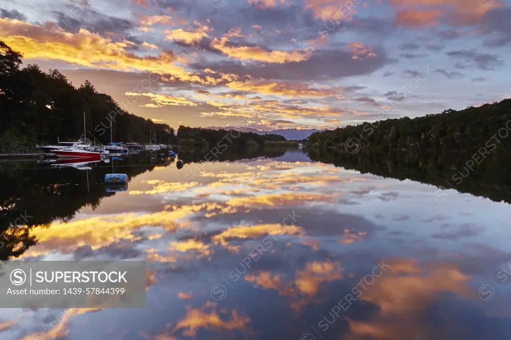 Sunset at Lake Manapouri, New Zealand