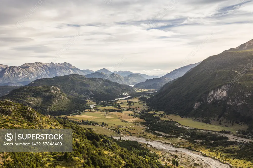 Mountain valley landscape,  Futaleufu, Los Lagos region, Chile