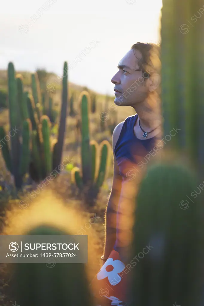 Man exploring Jericoacoara National Park, Ceara, Brazil