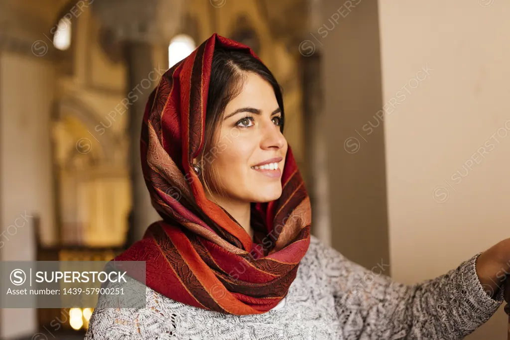 Young woman wearing headscarf, Istanbul, Turkey