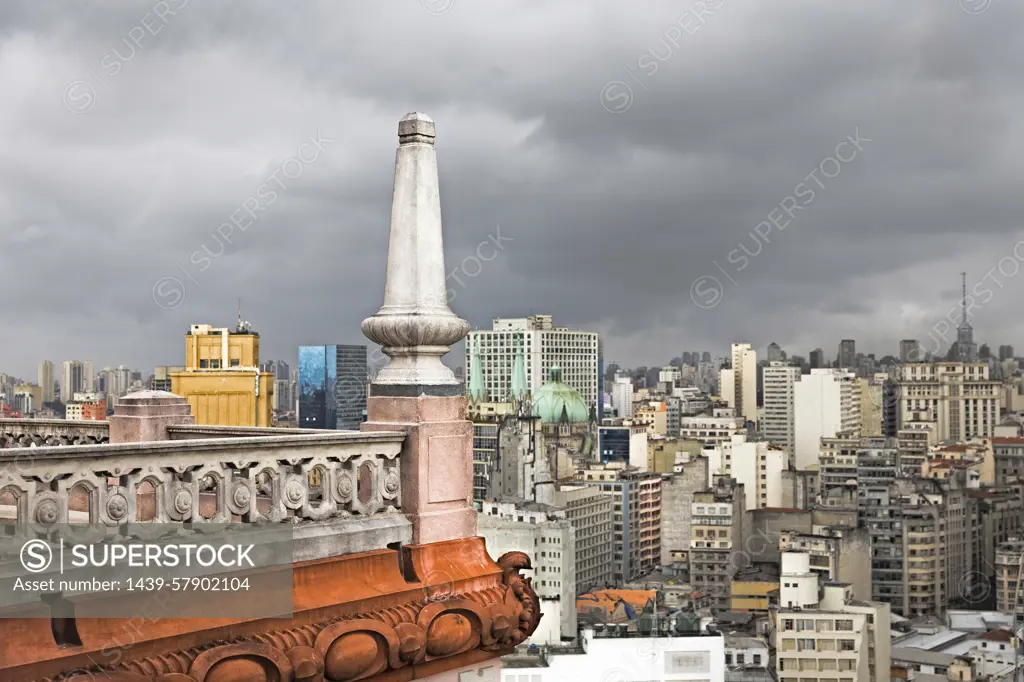 Corner detail of Martinelli building roof terrace, Sao Paulo, Brazil