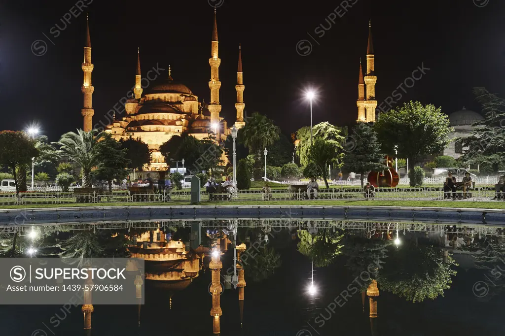 Sultan Ahmed Mosque at night, Istanbul,Turkey