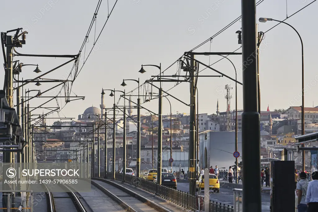 Railway track and cityscape, Istanbul,Turkey