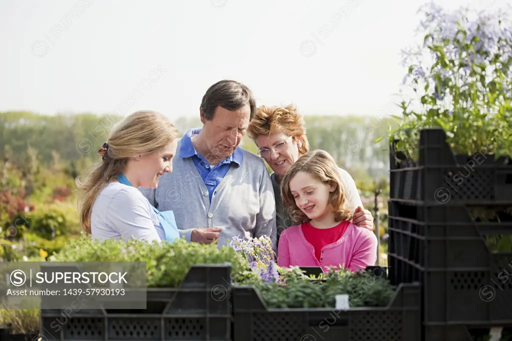 Family at garden center