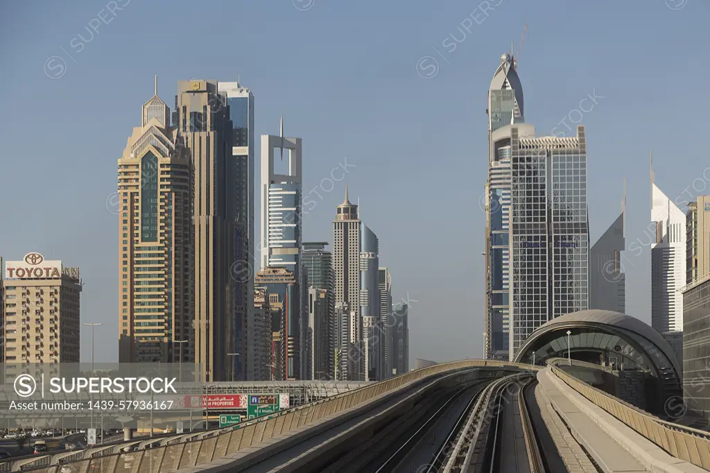 Dubai Metro in downtown Dubai