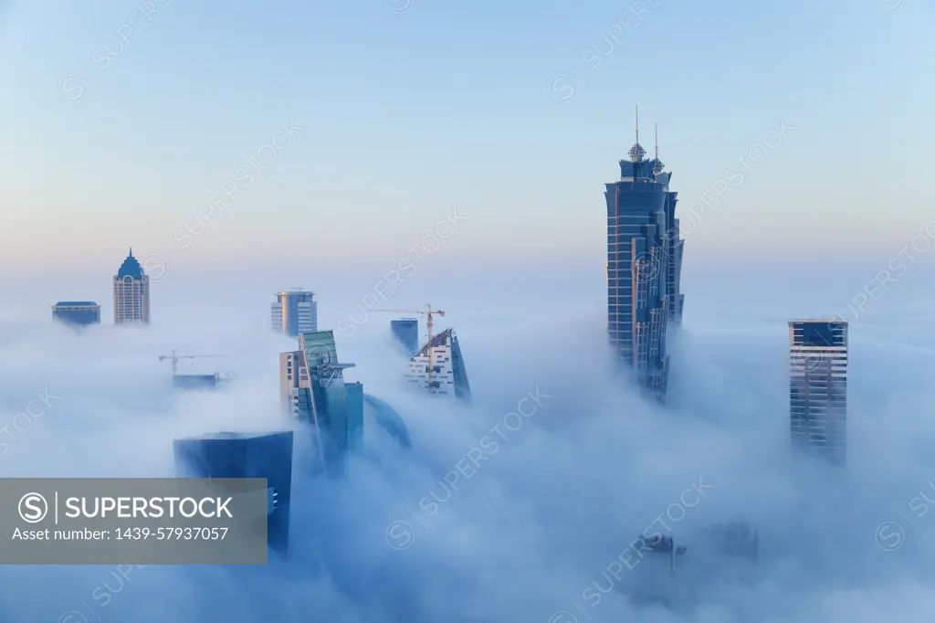 Downtown Dubai at dawn, United Arab Emirates