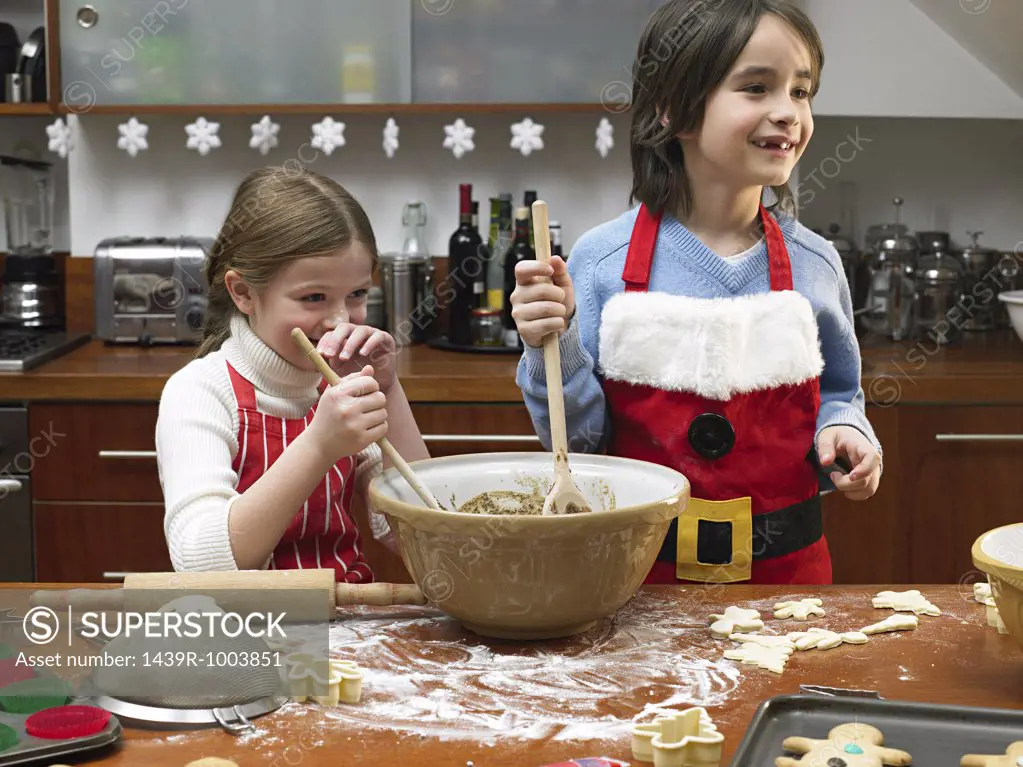 Kids making cookies