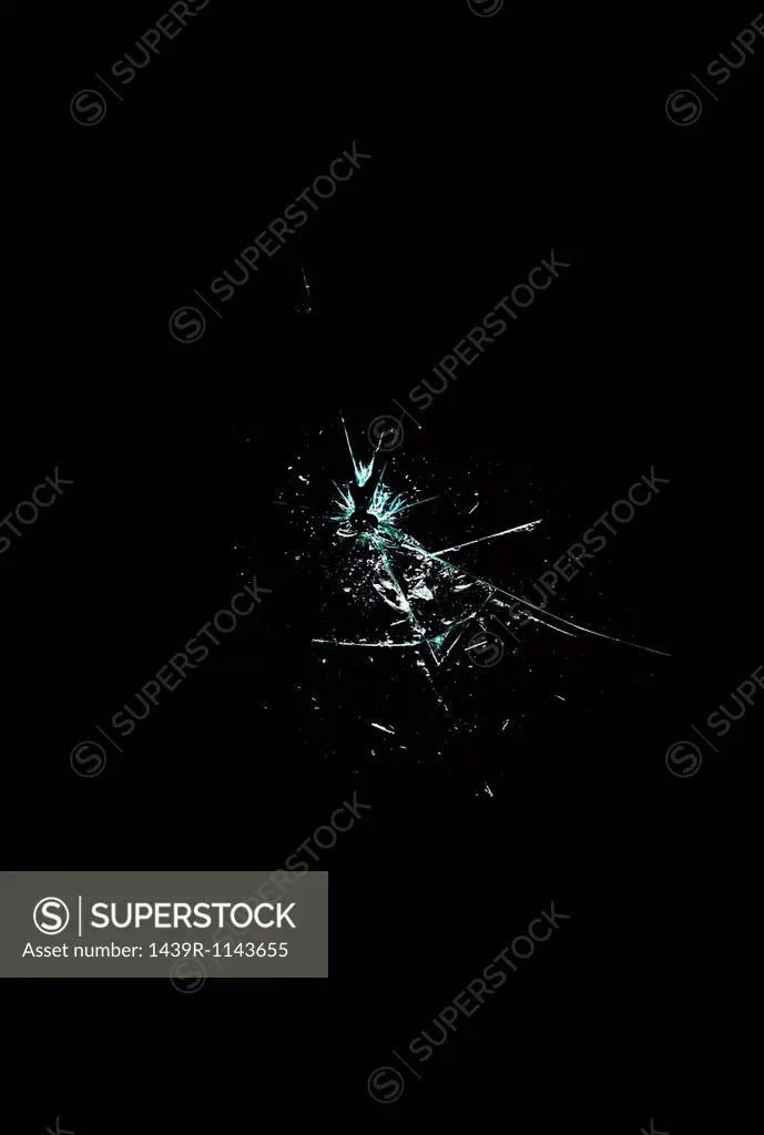 Smashed glass with black background