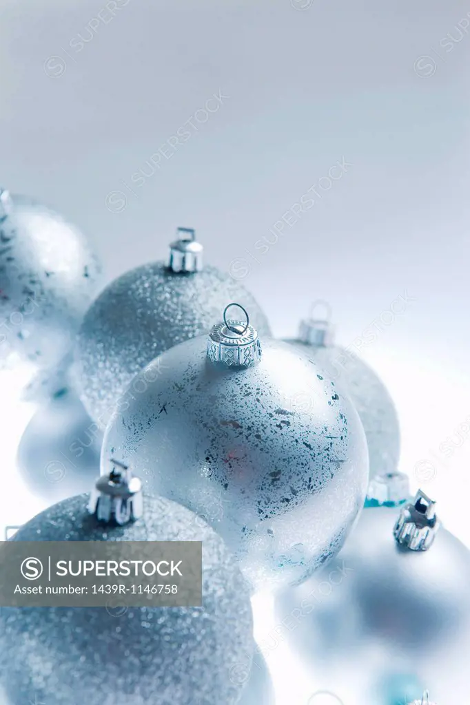 Silver christmas baubles