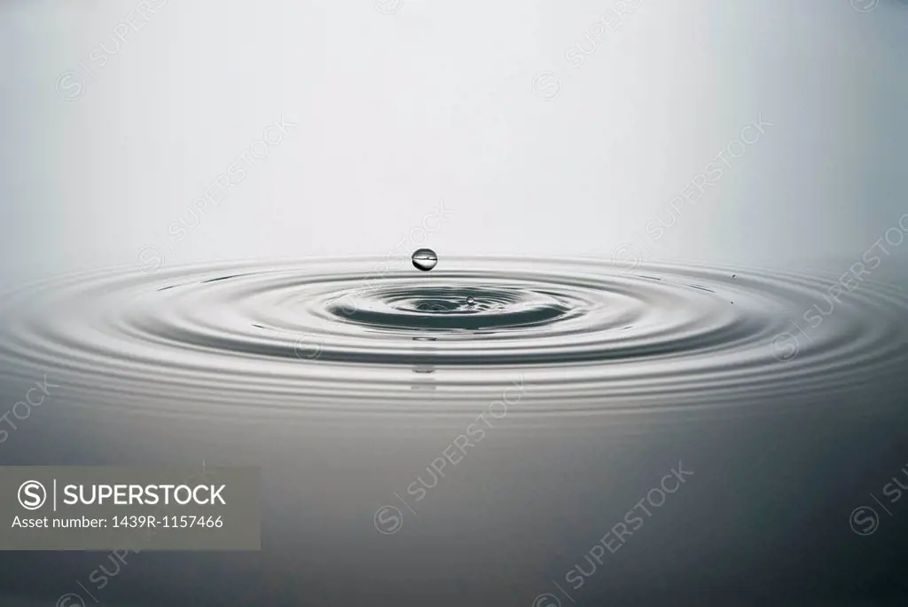 Water droplet falling into water