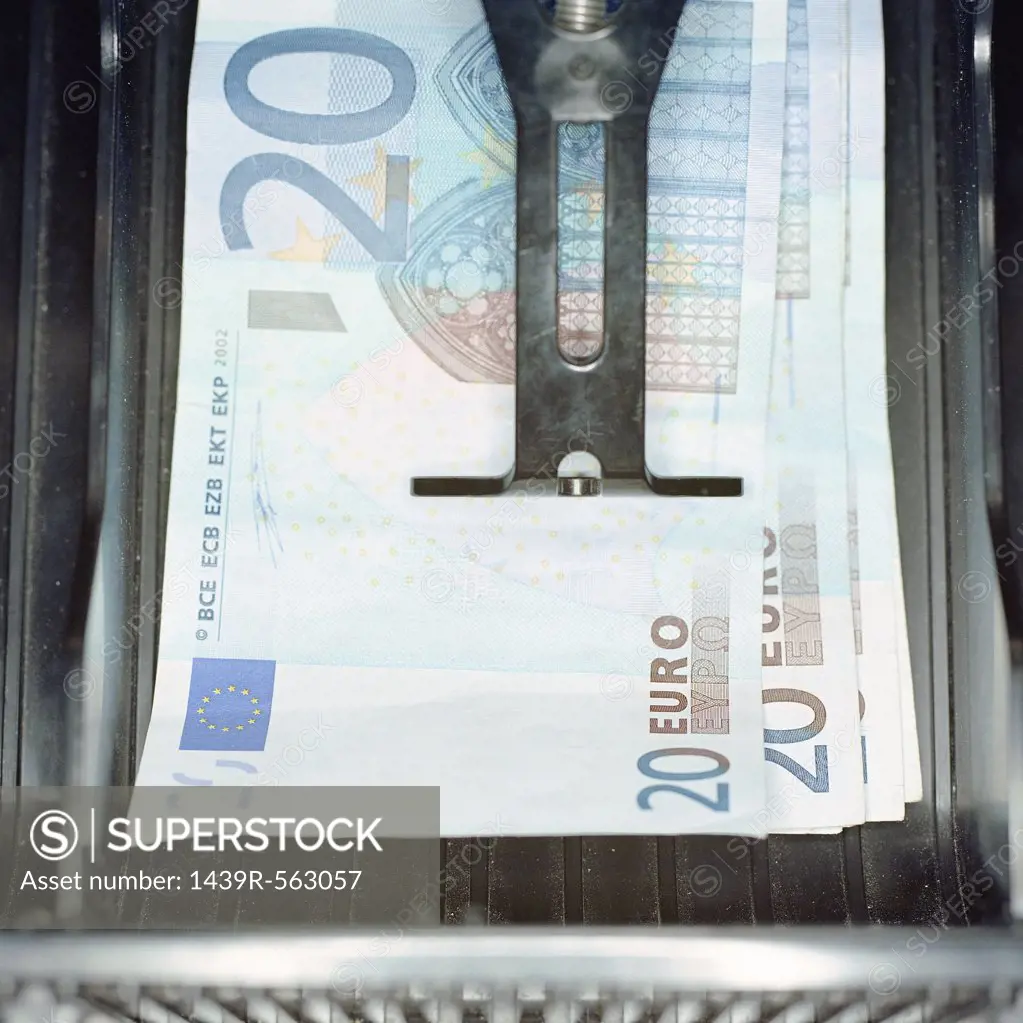 Euro notes in cash register