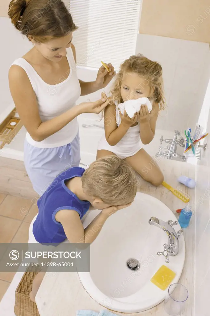 Family in the bathroom