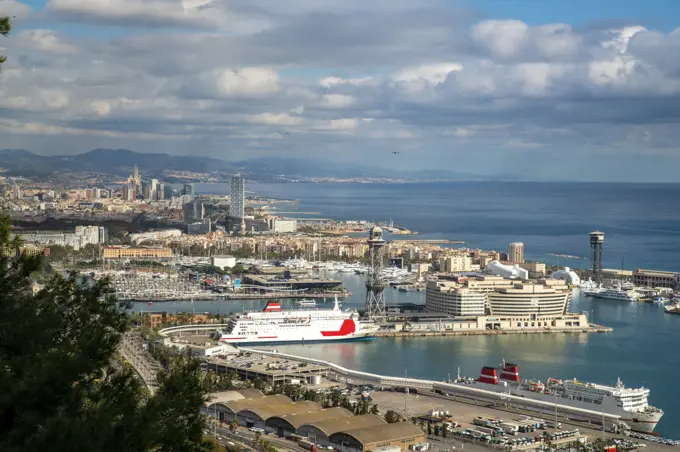 Spain, Catalonia, Barcelona, Port and coastal architecture