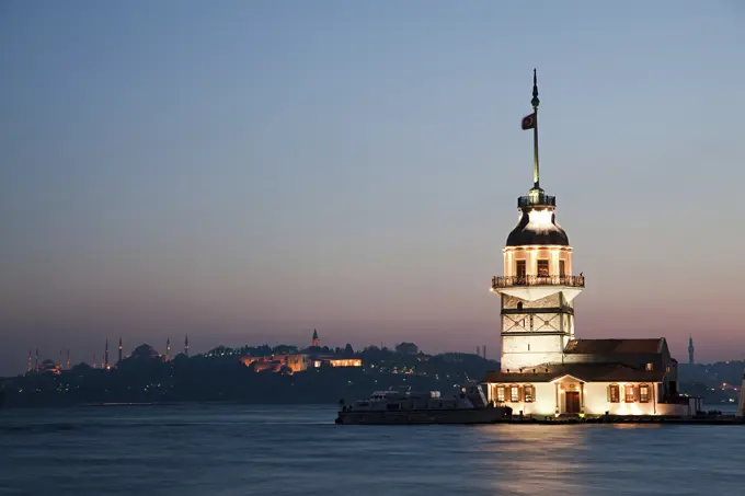 Maidens Tower in the evening, Istanbul, Turkey