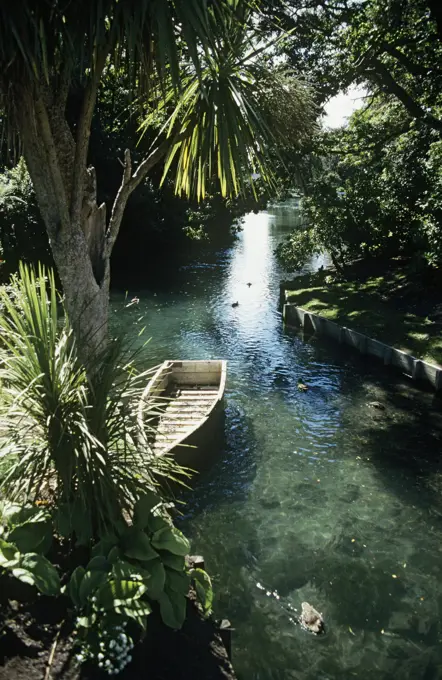 Boat on a river in christchurch new zealand