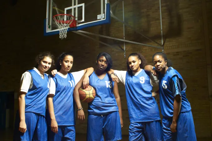 Portrait of female basketball team