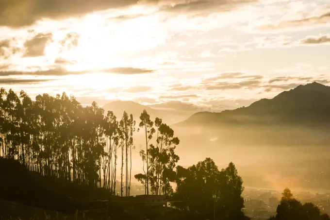 View over Cusco at dawn from Sacsayhuaman, Peru, South America