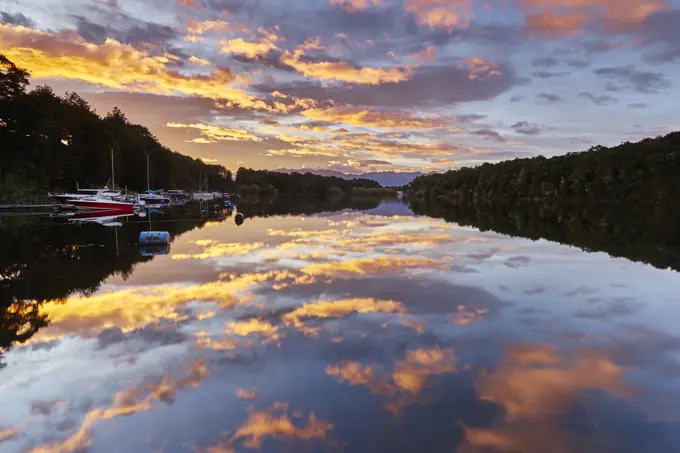 Sunset at Lake Manapouri, New Zealand