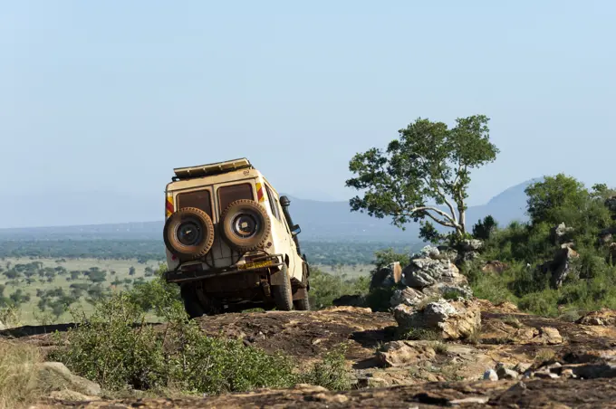 Safari vehicle, Lualenyi Game Reserve, Tsavo, Kenya