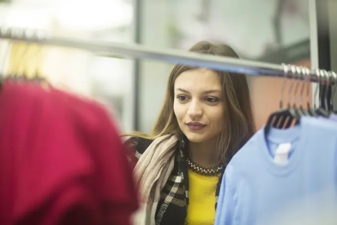 Woman clothes shopping