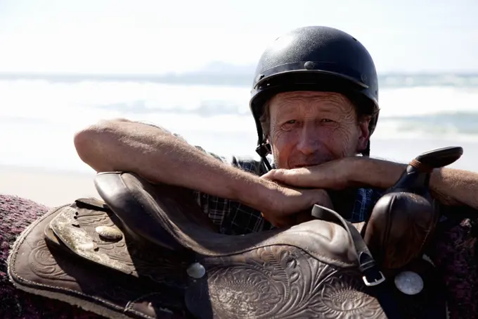 Horse rider, Pakiri Beach, Auckland, New Zealand