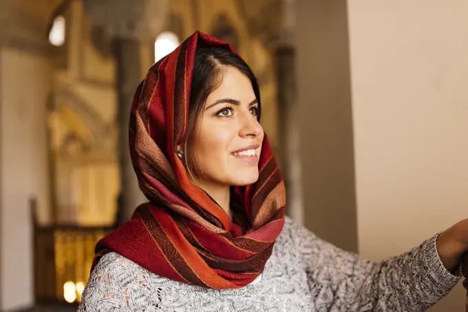 Young woman wearing headscarf, Istanbul, Turkey