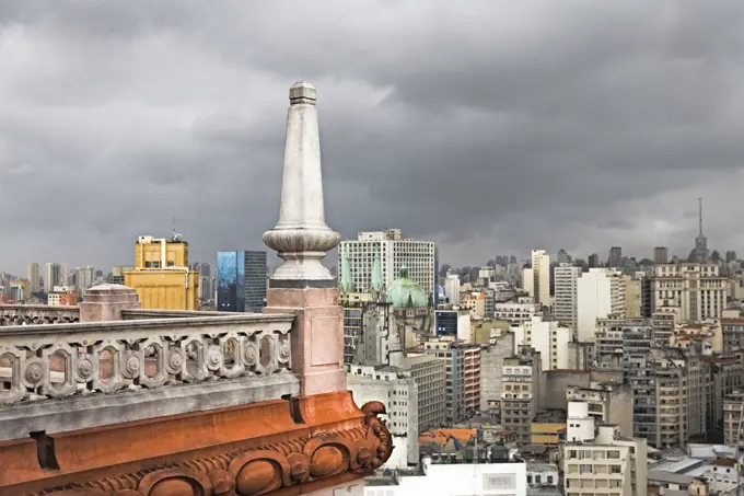 Corner detail of Martinelli building roof terrace, Sao Paulo, Brazil