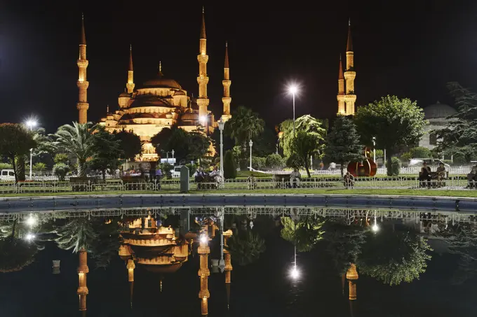 Sultan Ahmed Mosque at night, Istanbul,Turkey