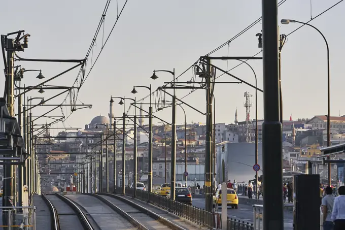 Railway track and cityscape, Istanbul,Turkey