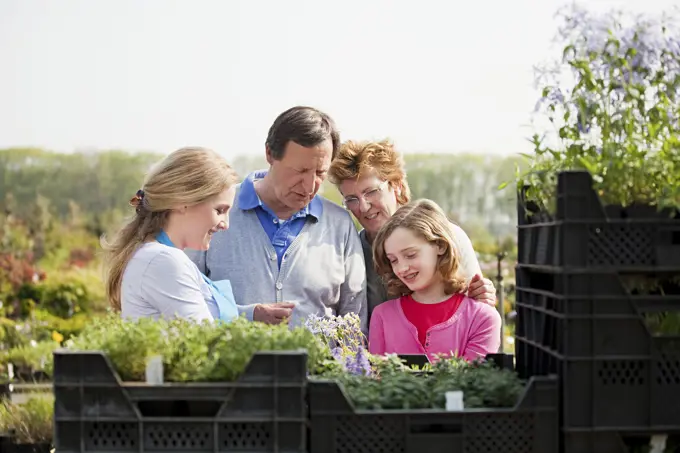 Family at garden center