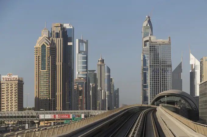 Dubai Metro in downtown Dubai