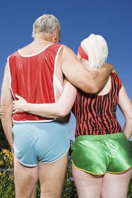 Senior couple wearing shorts 