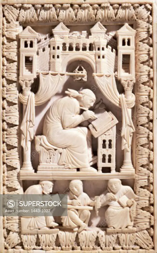 St. Gregory at His Writing Desk 10th Century Artist Unknown Ivory relief Kunsthistorisches Museum, Vienna, Austria