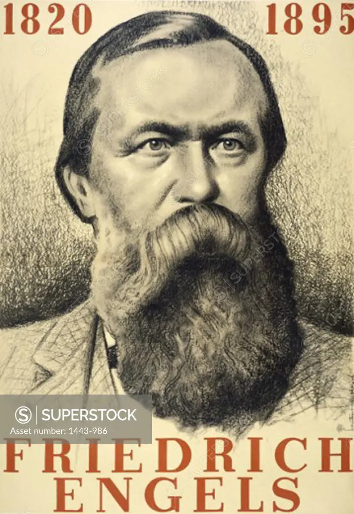 Friedrich Engels (1820-1895), Politician & Socialist Theorist  1955 Artist Unknown Poster 