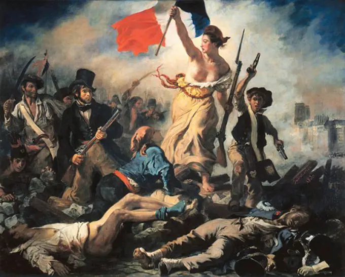 Liberty Leading the People  1830 Eugene Delacroix (1798-1863 French) Oil on canvas Musee du Louvre, Paris, France