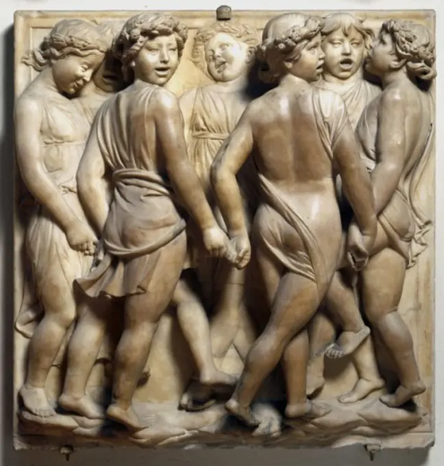 Group of Little Boys Dancing (Detail from Choir Pulpit of Santa Maria del Fiore in Florence)  1431-38 Luca Della Robbia (1400-1482 Italian)  Marble relief Museo dell'Opera del Duomo, Florence, Italy