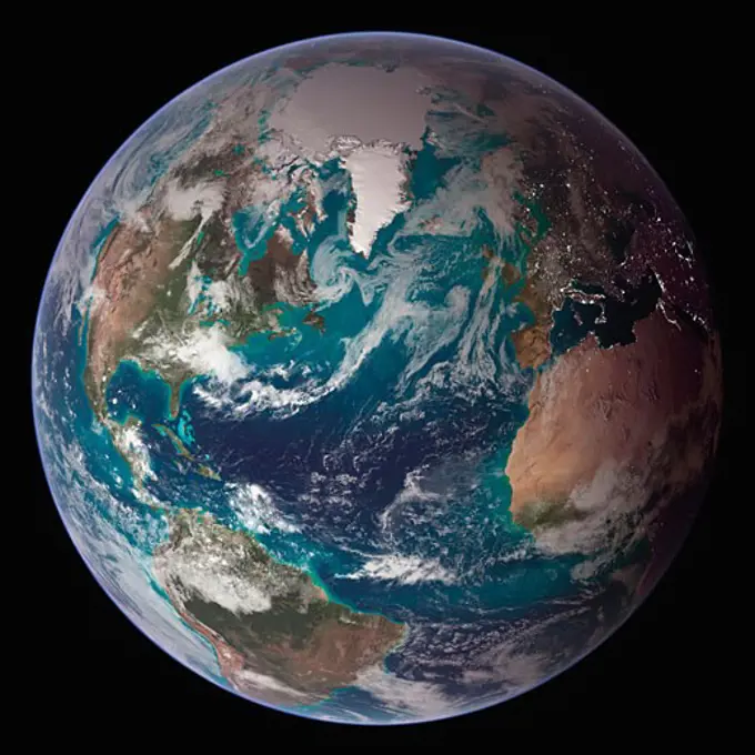 Satellite view of the earth showing the Western Hemisphere