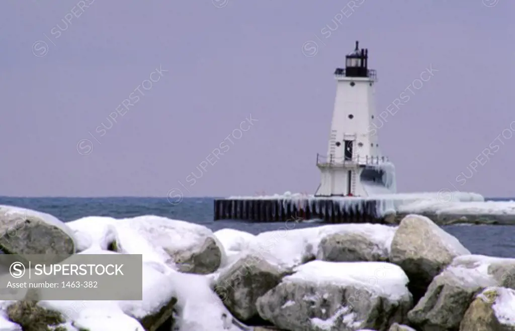 Lighthouse in a lake, Ludington North Breakwater Lighthouse, Ludington, Michigan, USA