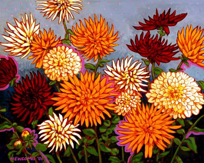 Zinnias  John Newcomb, Acrylic, 2001